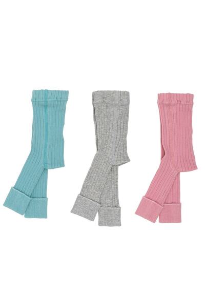Petit Boom Bebek Komet Fitilli Triko Tayt & İçlik 3'lü Set Pembe, Mint, Gri