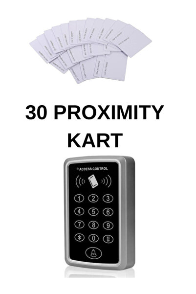 LANSAN Rfıd Şifreli Kapı Kilidi Kart Okuyucu Kartlı Geçiş Sistemi- 30 Adet Proximity Kartlı