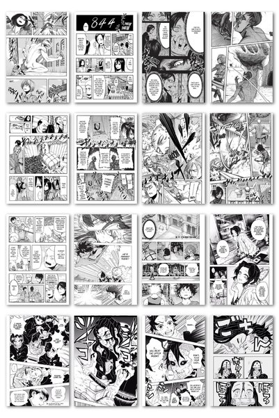 NeoPrint Manga Comic Card Poster - 50 Pieces Japanese Black and White Comic Anime Magazine Wall Decor