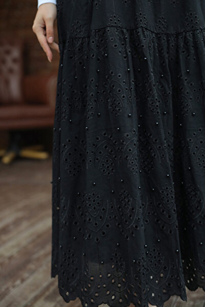 PİNK FLY Fustă de damă din dantelă cu perle broderie 1395