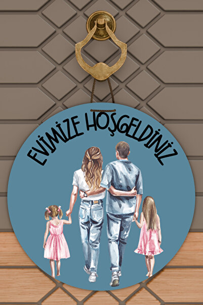 Rugmood Modern Door Ornament Blue Two Daughters Family Outdoor Door Ornament