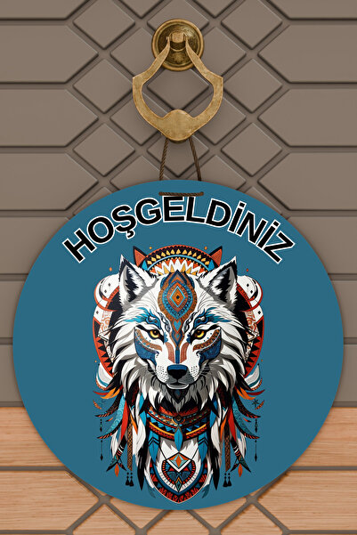 Rugmood Μοντέρνο στολίδι πόρτας Μπλε δάπεδο Λύκος Καλωσόρισμα Στολίδι εξωτερι...