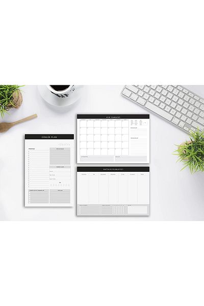 STOREMAX Svticaret Promotion 3-Piece Desktop Planner Set with Black Edge (Daily, Weekly, Monthly Planner)