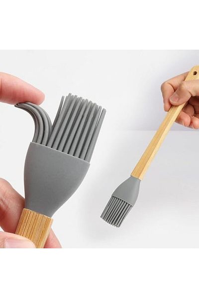 STOREMAX Sellbuystore Silicone Spatula and Brush Set, 5 Pieces, Mixed Color, Bamboo Handle 1053513