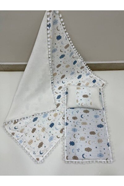 BUSEBABYHOME طقم فتحة سفلية ووسادة وبطانية من الموسلين بنقشة حيوانات مكون من ...