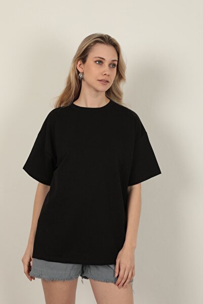 Lukas Gıronda Zero Collar Oversize Two Thread T-Shirt-Black