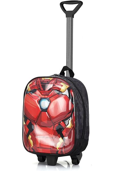 STOREMAX Ntwork Kindergarten Children's Suitcase Backpack with Rickshaw Boy's Iron Man Model with Rickshaw Çi