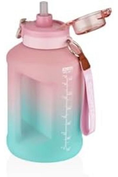 STOREMAX Sellbuystore Double Color Motivational Water Bottle with Carrying Strap and Handle Sm-2307 with Sticker Gift