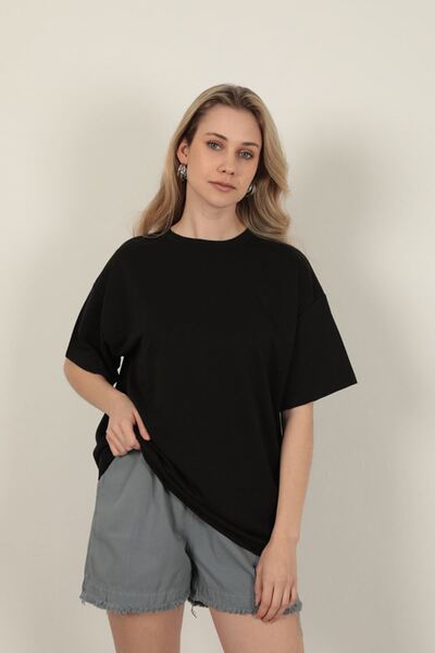 Lukas Gıronda Zero Collar Oversize Two Thread T-Shirt-Black