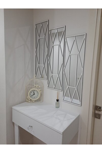 LotusLazer Tasarım Dekoratif Çerçeveli 3 Parçalı Aynalı Pleksi Duvar Tablosu ...