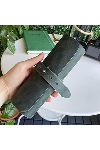 STOREMAX Mu-Artshop Helsinki - Genuine Leather Natural Wide Design Roll Pen Holder (Green) Tnca 871301