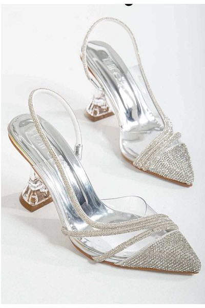 ELEVAM Chefaf Stone Embroidered Heeled Evening Shoes