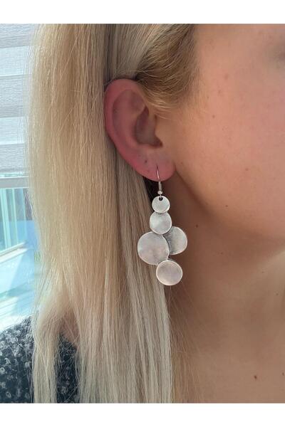 GM TAKI فضية اللون شكل دائري استرخى أقراط زاماك