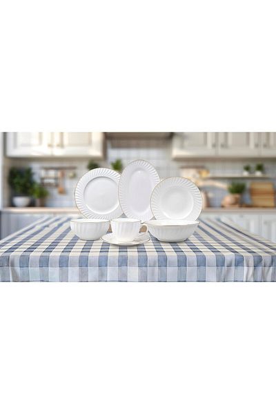 ORCHID 32PCS EMBOSS DINNER SET PEBBLE