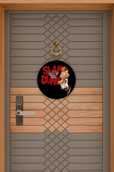 Rugmood Μοντέρνο Στολίδι Πόρτας Μαύρο Slam Dunk Teddy Bear Στολίδι Εξωτερικής Πόρτας