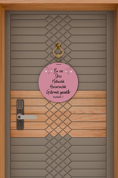 Rugmood Modern Door Ornament Pink Floor It Is Forbidden to Bring Stress, Unhappiness to This House Door Ornament