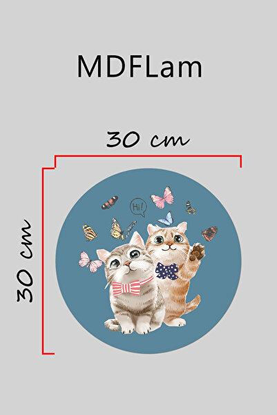 Rugmood Modern Kapı Süsü Mavi Hi Kedi Dış Mekan Kapı Süsü