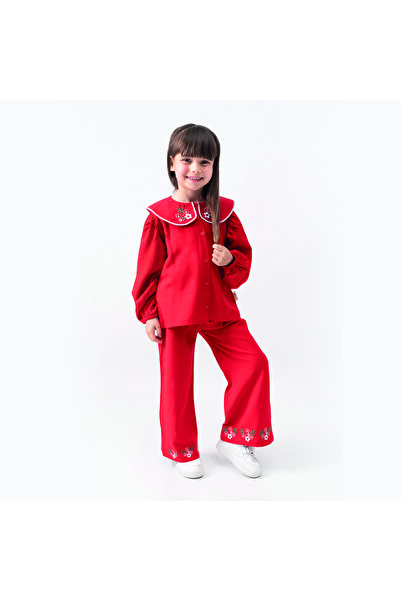 NORAMİNİMA Girl's Set with Embroidery Detail