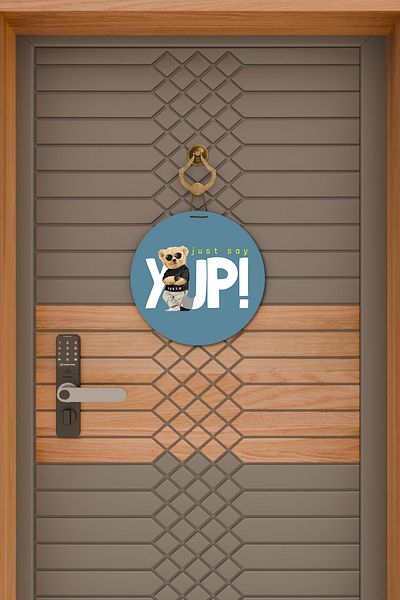 Rugmood Ornament Modern pentru Ușă Albastru Just Say Yup Ursuleț Ornament pentru Ușă în aer liber