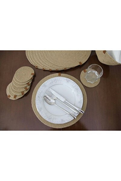 Hediyeninellitonu 17 Piece Placemat Set for 8 Persons, Wicker Tableware Set, Plate Coasters, Coasters, Runner