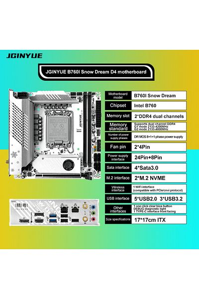 Choice اللوحات الأم Jginyue B760i اللوحة الأم Lga 1700 تدعم Intel Core I3/i5/i7/i9 12th 13th ذاكرة Ddr4