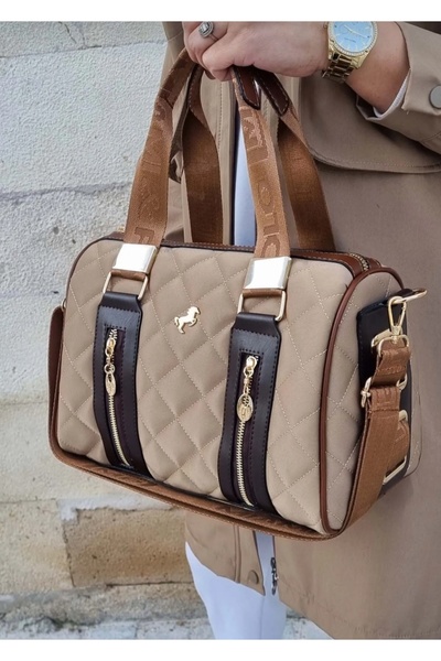 Miami Polo Clup Geantă de mână și de umăr, neagră, cu 4 compartimente, reglabilă cu curea lungă