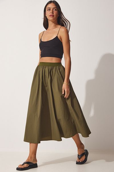 Lovelyİstanbul Khaki Midi Balloon Parachute Skirt - Lul0001