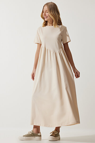 Lovelyİstanbul Βανίλια Lmc0006 - Μακρύ πλεκτό φόρεμα