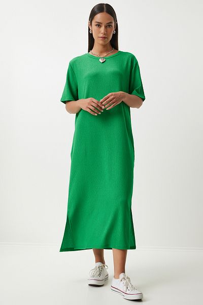 Lovelyİstanbul Rochie de vară lungă tricotată verde - Ldz0002