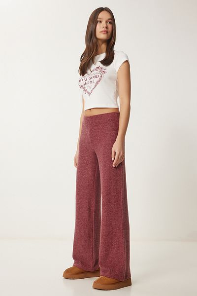 Lovelyİstanbul Wide Leg Comfortable Soft Pants Bordo Lub0073