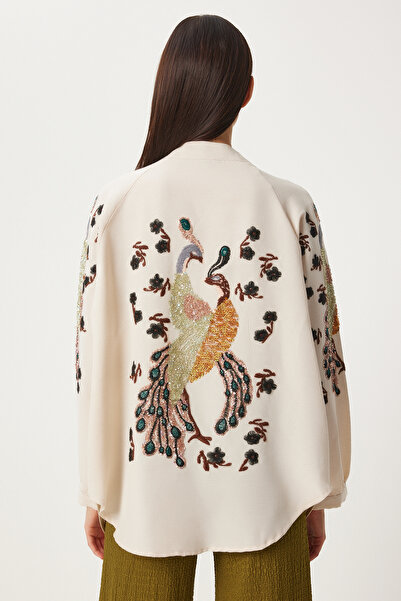 Lovelyİstanbul Linen Kimono - Embroidered, Cream Orange, Lde0004