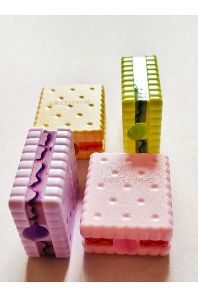 Modellino 4-piece Biscuit Rectangular Pencil Sharpener - Lilac, Pink, Yellow, Green