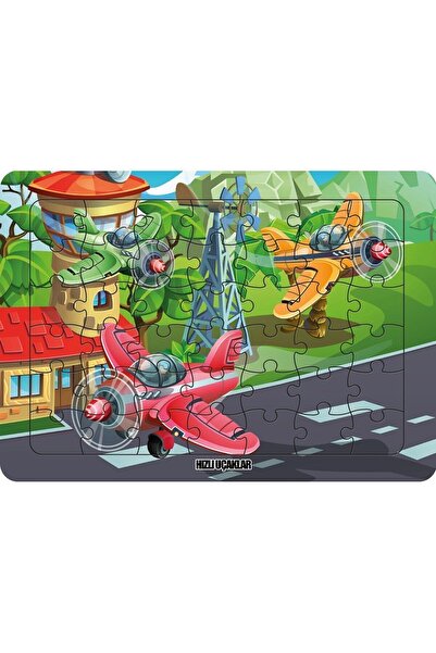 Utku Oyuncak Lc073 Medium Frame Painted Puzzle - Fast Airplanes