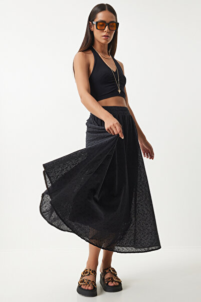 Lovelyİstanbul Black Scalloped Princess Skirt - Lmc0010