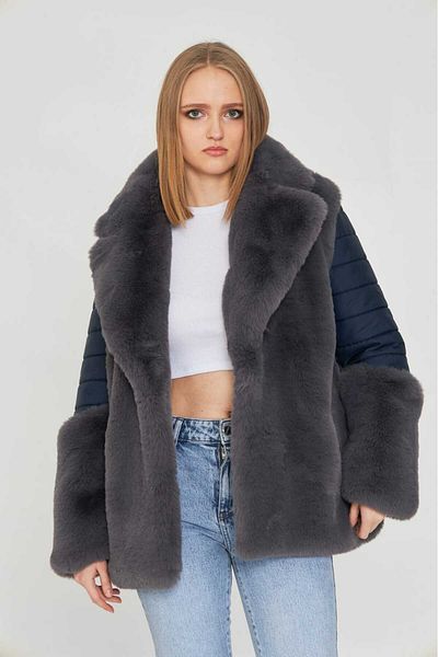 Redpoint Jackets Faux Fur Rail Pattern Fabric Blended Jacket