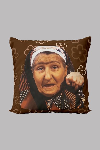 Ludios Nine Nah Elyaf Dolgulu Eğlenceli Tasarımlı Dekoratif Yastık - 27x27 cm