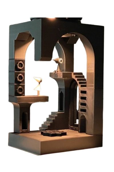 3D Brothers Monument Valley Inspired LED, 3D palace corner with Monument Valley characters, Table lighting,