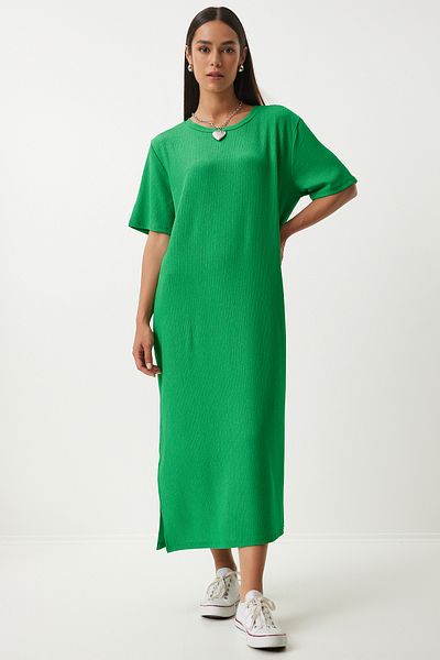 Lovelyİstanbul Rochie de vară lungă tricotată verde - Ldz0002