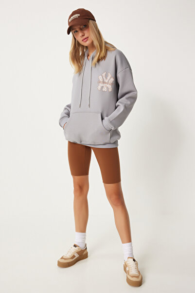 Lovelyİstanbul В'язаний оверсайз-светр з капюшоном - СІРИЙ LVN0002