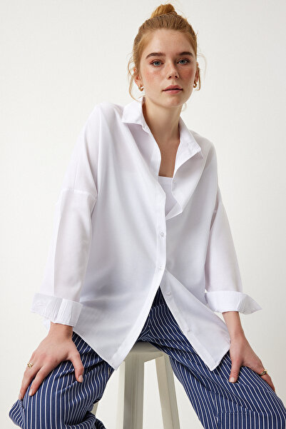 Lovelyİstanbul Λευκό Oversize Basic πουκάμισο - Ldd0003