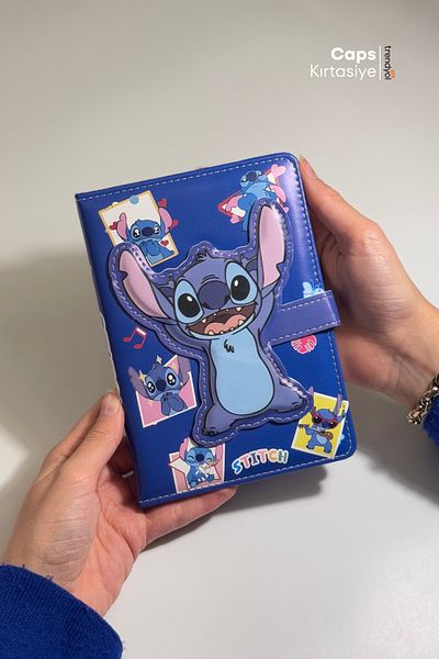 caps Stitch Themed Magnetic Locked Special Cover Notebook - A5 Size - 160 Pages