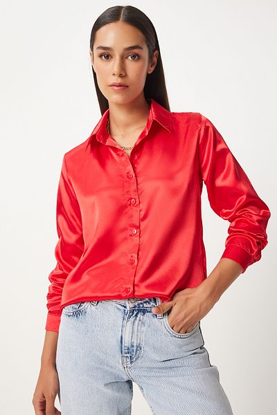Lovelyİstanbul Red Satin Shirt - Ldd0008