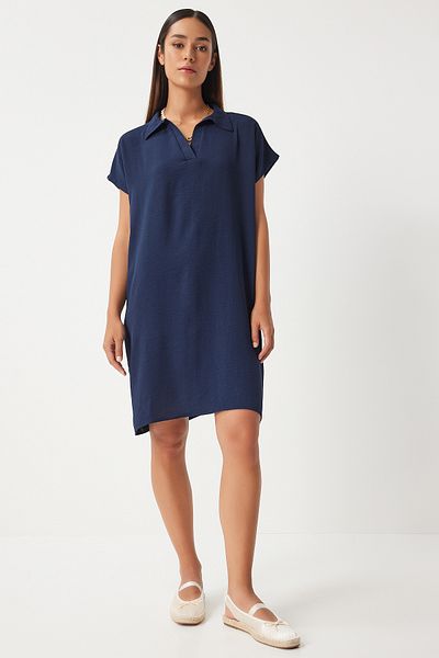 Lovelyİstanbul Rochie Ayrobin de vară cu gât polo, bleumarin închis Lto0023
