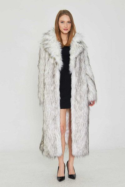 Redpoint Jackets White Long Furry Faux Fur Coat
