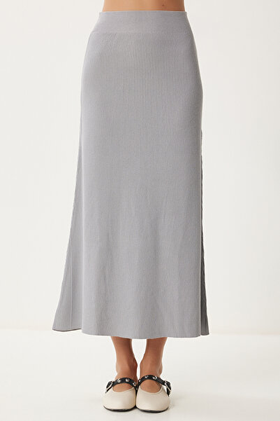 Lovelyİstanbul Corded Knitwear Skirt - Stone Lpn0009