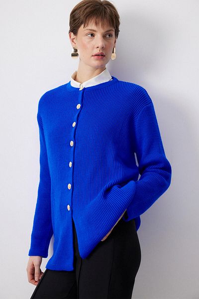 Touché Privé Gold Buttoned Long Cardigan