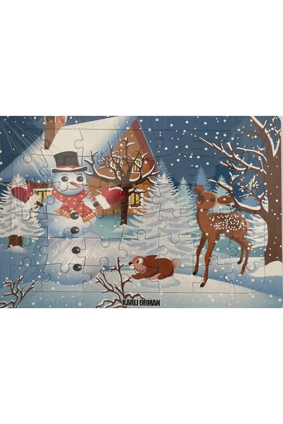 Utku Oyuncak Lc073 Medium Frame Painted Puzzle - Snowy Forest