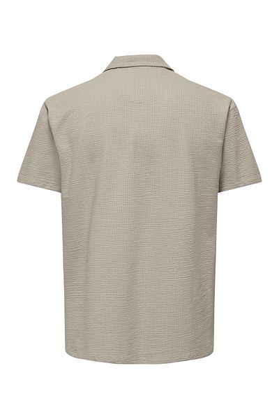 Only & Sons Ανδρικό μονόχρωμο μπεζ μπλουζάκι πόλο ONSKIAN REG SEERSUCKER SS