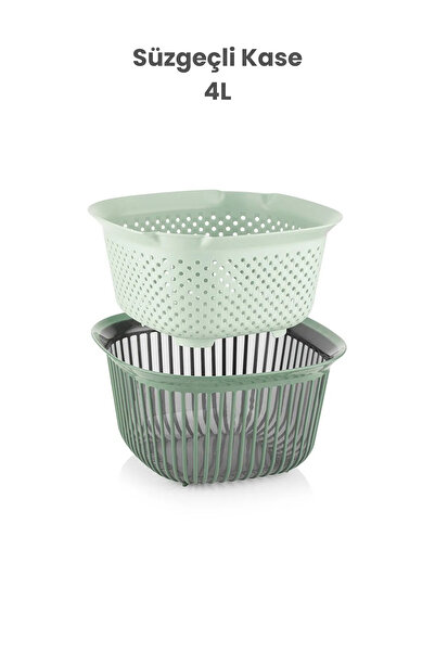 Melkan Home Süzgeçli Kase 4 Litre, Süzgeç Pirinç Süzgeci, Makarna Süzgeci, Ço...