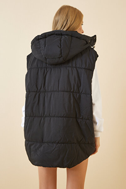 Lovelyİstanbul Black Oversize Inflatable Hooded Vest - Lrv0034